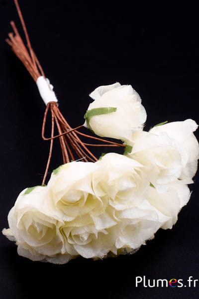 Bouquet 10-12 fleurs en tissu - 11 cm - crème